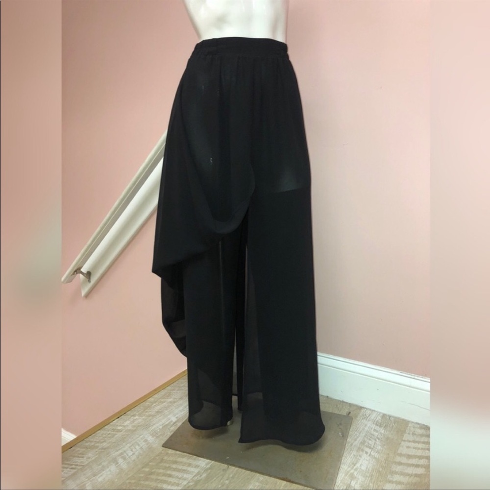Women’s Etienne Aigner Sheer Blsck Pants Size 10 - Picture 1 of 6